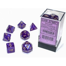 Chessex Borealis Polyhedral Royal Purple/gold Luminary 7-Die Set.