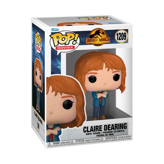 Funko Pop! Movies Claire Dearing vinyl figure from Jurassic World, number 1209, shown in its original window box packaging against a white background.