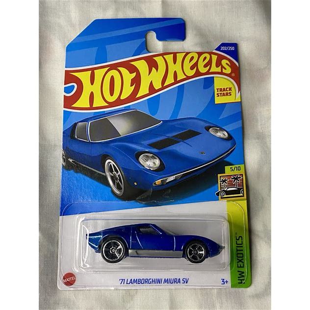 Hot Wheels 2022 202 - '71 Lamborghini Miura SV Blue - HW Exotics 5/10 Long Card
