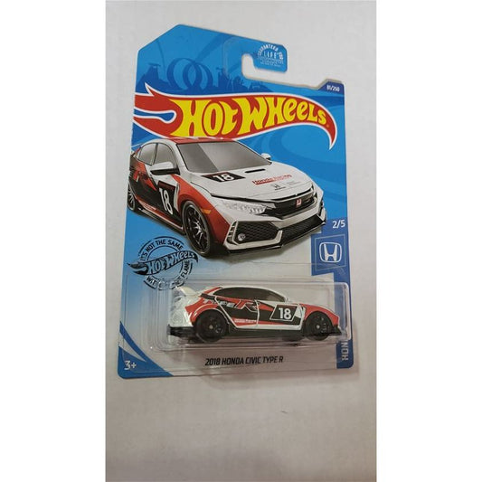 Hot Wheels White 2018 Honda Civic Type R, 81/250 | Honda Series 2/5