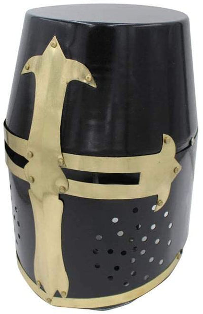 Decorative Barrel Helm Crusader Knights Helmet With Stand.