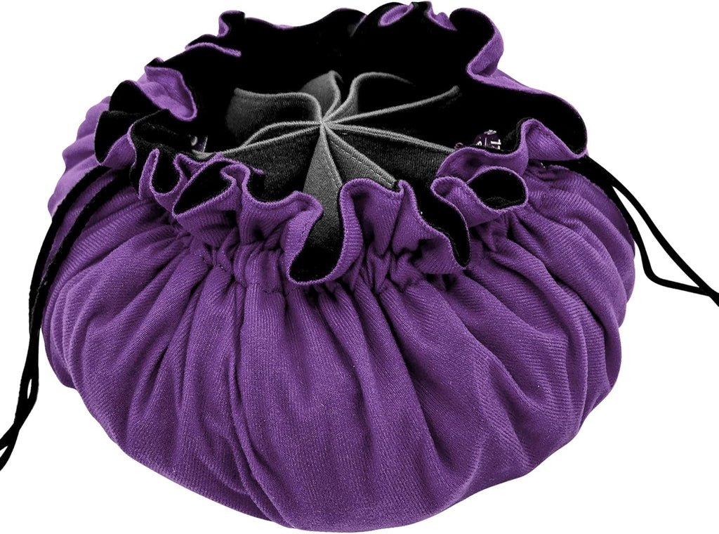 Large Dice Bag with Pockets Big Capacity Dice Bag Drawstring Dice Pouch DND Dice Storage Bag for RPG MTG Table Games, Hold over 300 Dice, Dark Violet