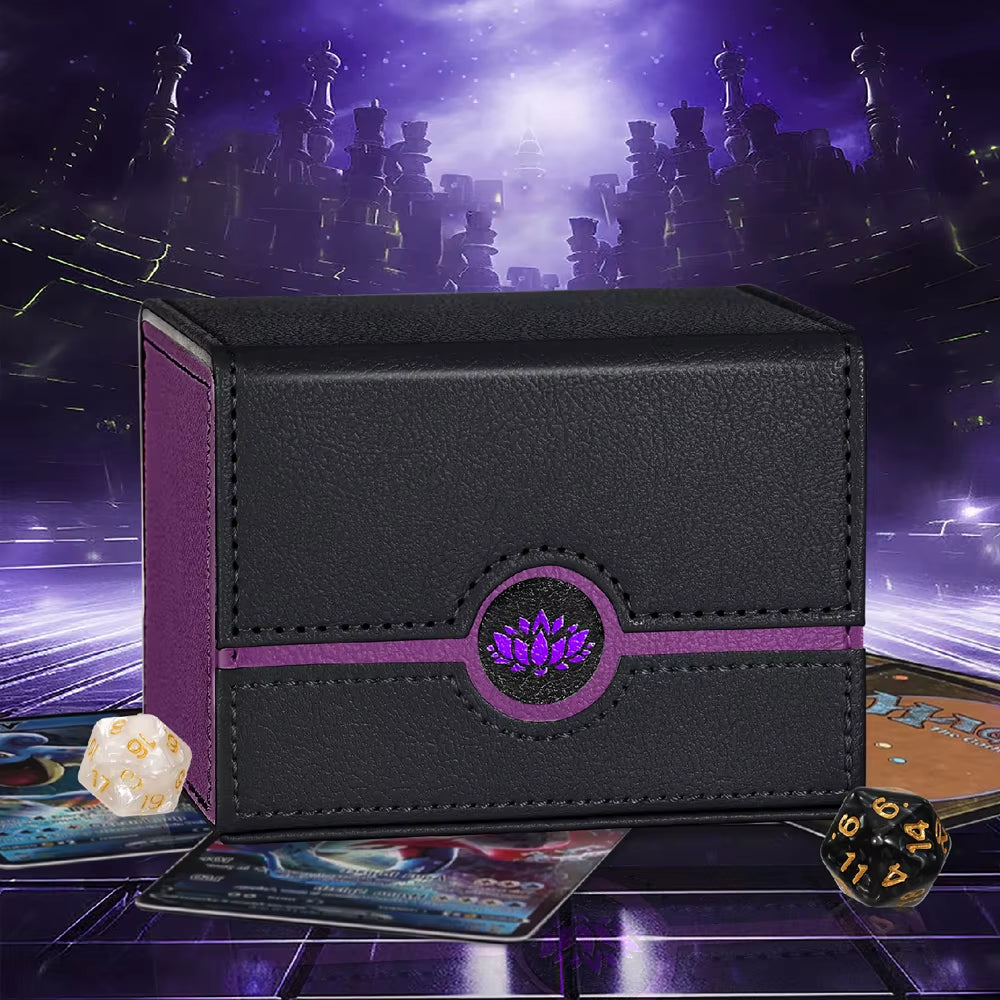 BP MTG Card Deck Box for Trading Cards,Sideload Commander Deck Box Fits 120+ Sleeved Cards,Pu Leather Card Storage Box for Magic