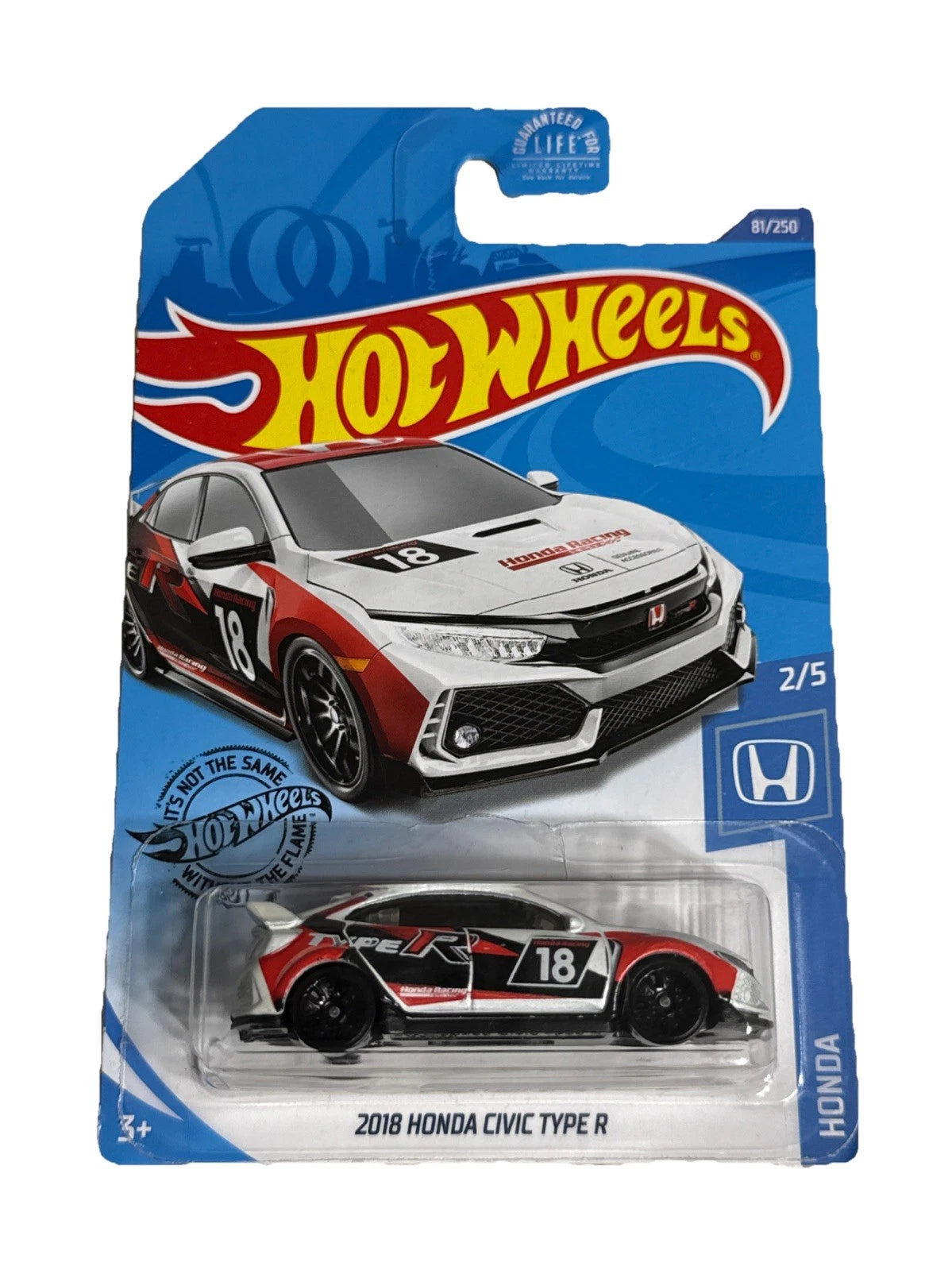 Hot Wheels 2018 Honda Civic Type R White Racing Livery Honda Series 2/5 81/250
