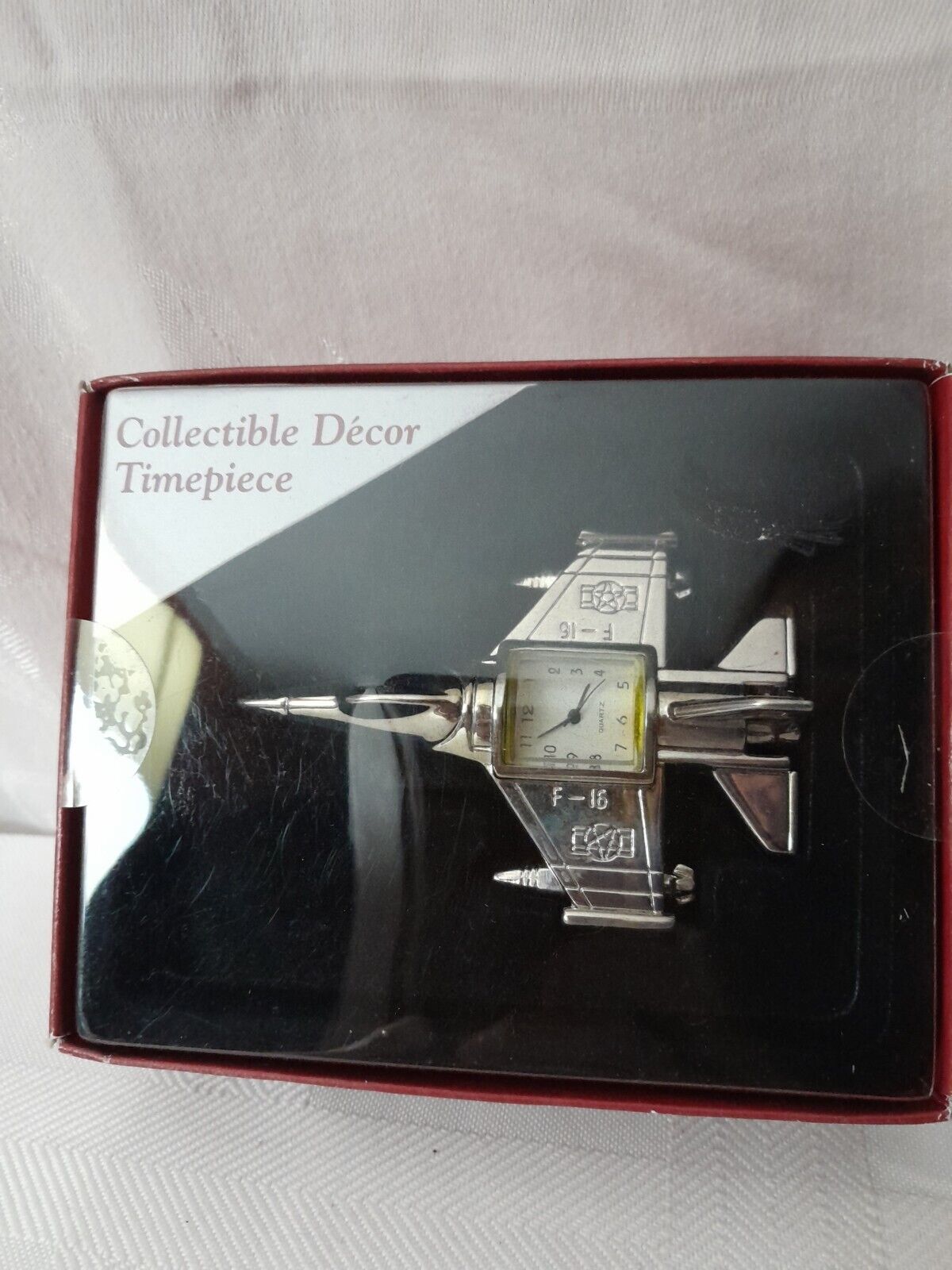 USAF F-16 Fighter Jet Airplane Desk Clock stainless steel.