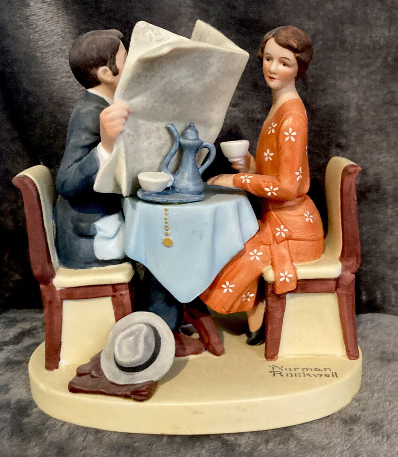 Vintage “Breakfast Conversation” By Norman Rockwell. Limited Edition 6” Tall.