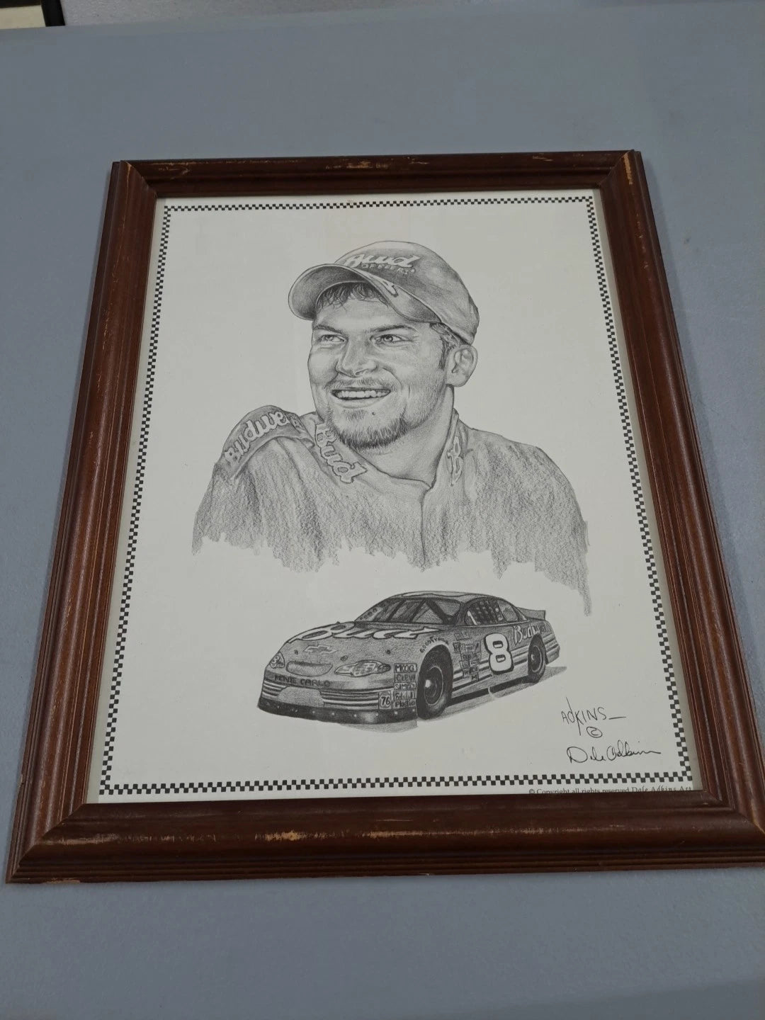 Dale Earnhardt Jr. Nascar Budweiser #8 Dale Adkins Reprint Art Sketch 13 x 16