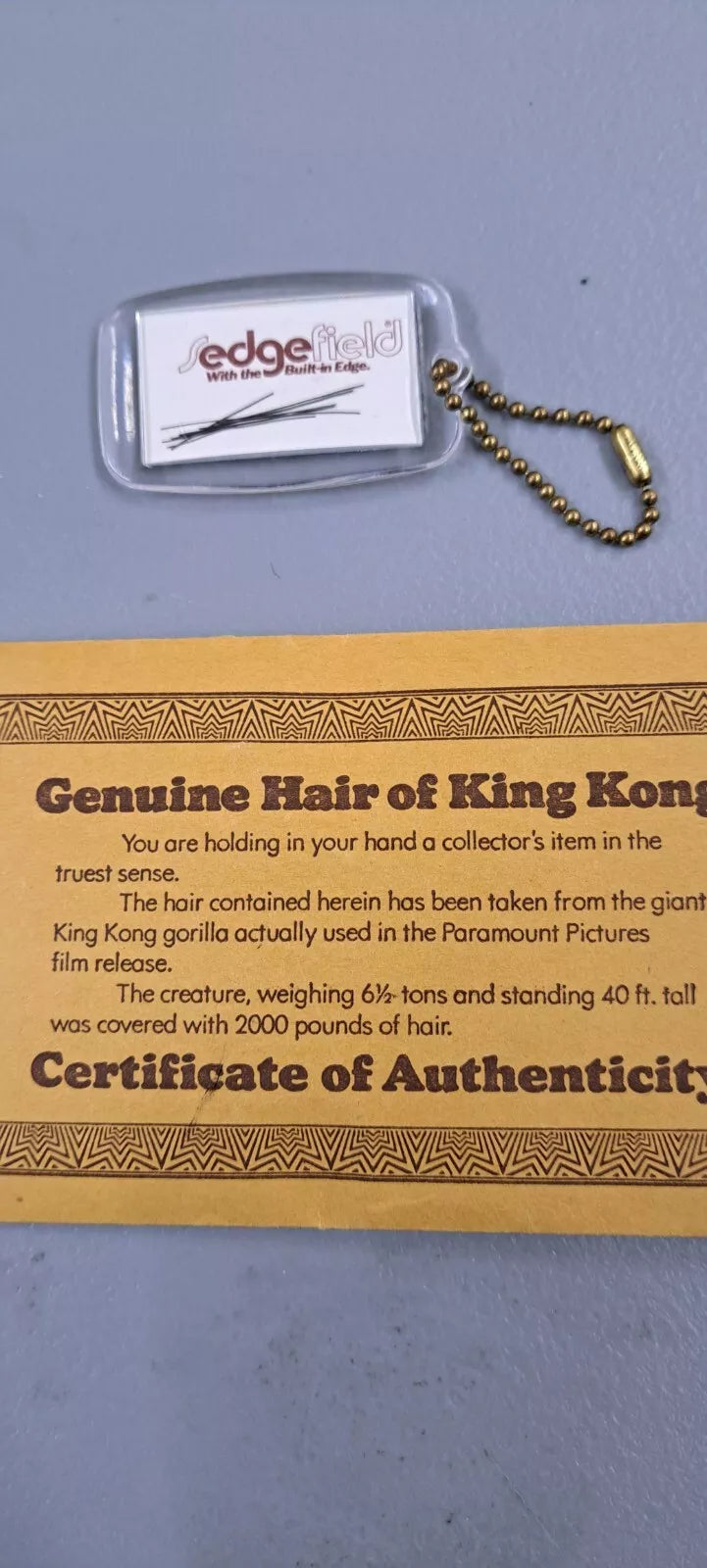Authentic 1977 King Kong Suit Hairs With COA