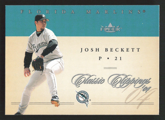 Josh Beckett p 21 Florida Marlins 2004 Fleer card.