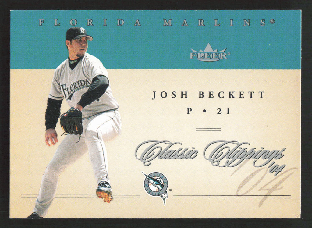 Josh Beckett p 21 Florida Marlins 2004 Fleer card.