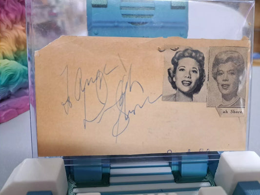 Dinah Shore Signed Paper With Jayne Mansfield News Clipping