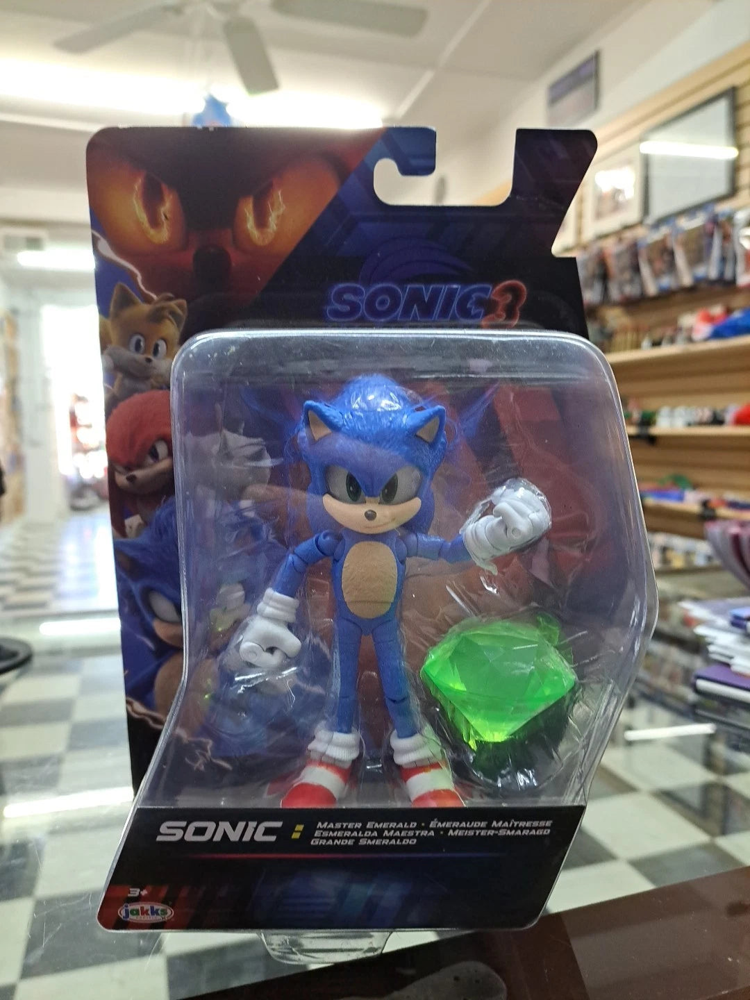 Jakks Pacific Sonic The Hedgehog 3 Movie Sonic 5" Action Figure Toy w/ Emerald