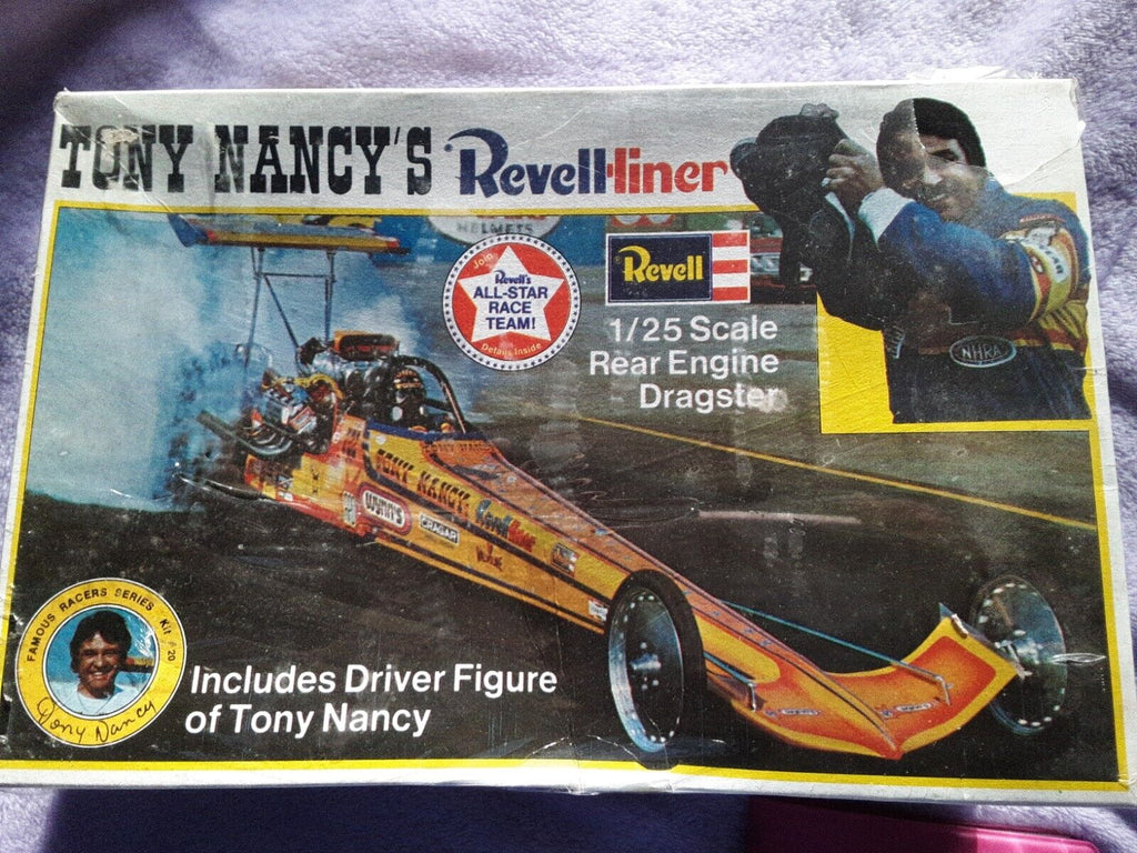 Original 1975 Revell, Tony Nancy's Revell-liner Dragster Model Kit - opened.