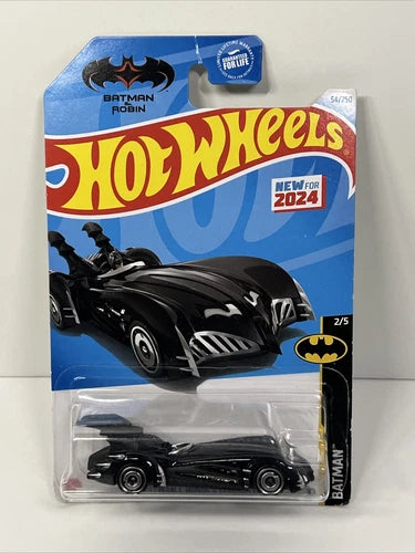 Hot Wheels BATMAN 2/5 Batman & Robin Batmobile 54/250 Black NIB