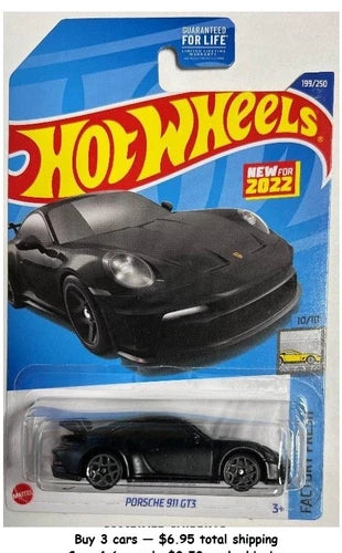 2022 HOT WHEELS HW FACTORY FRESH 10/10 BLACK PORSCHE 911 GT3 HW#199/250