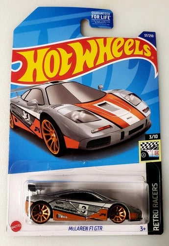 2022 Hot Wheels Metallic Silver Orange McLaren F1 GTR 57/250 Retro Racers 3/10