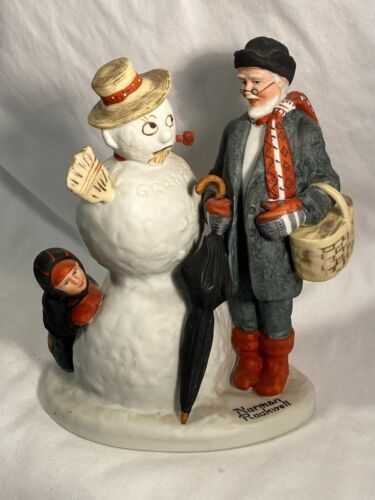 Norman Rockwell Grandpa Snowman Danbury Mint Figurine Porcelain Hand Crafted.