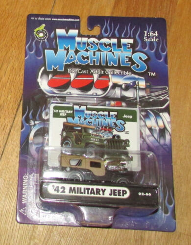 New 2001 Muscle Machines 1:64 Scale 02-66 '42 Military Jeep die-cast car.