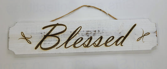 Blessed Whitewash Finish Sign.