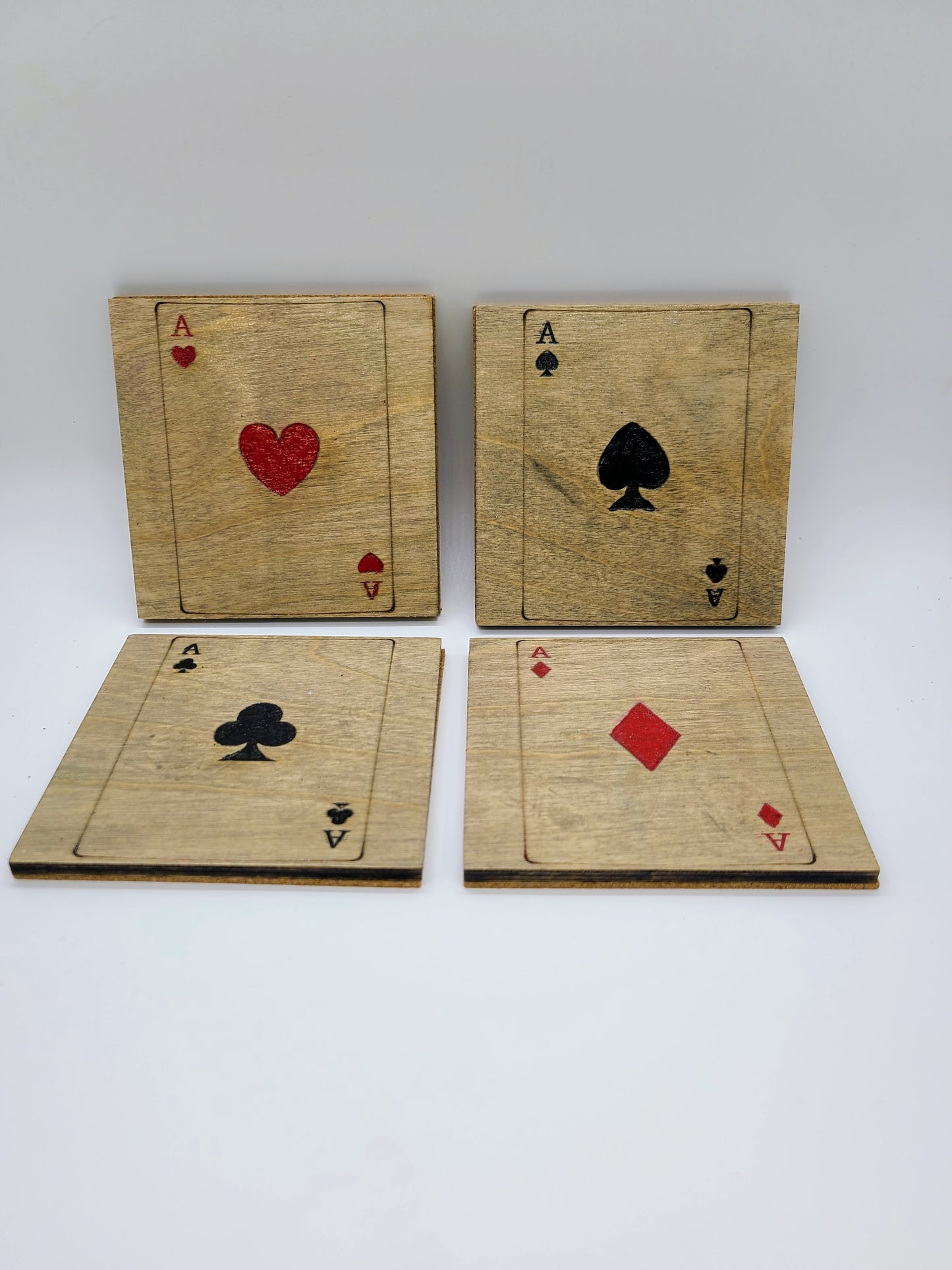 Playing card coasters, set of 4 Red/Black.
