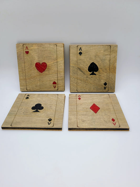 Playing card coasters, set of 4 Red/Black.