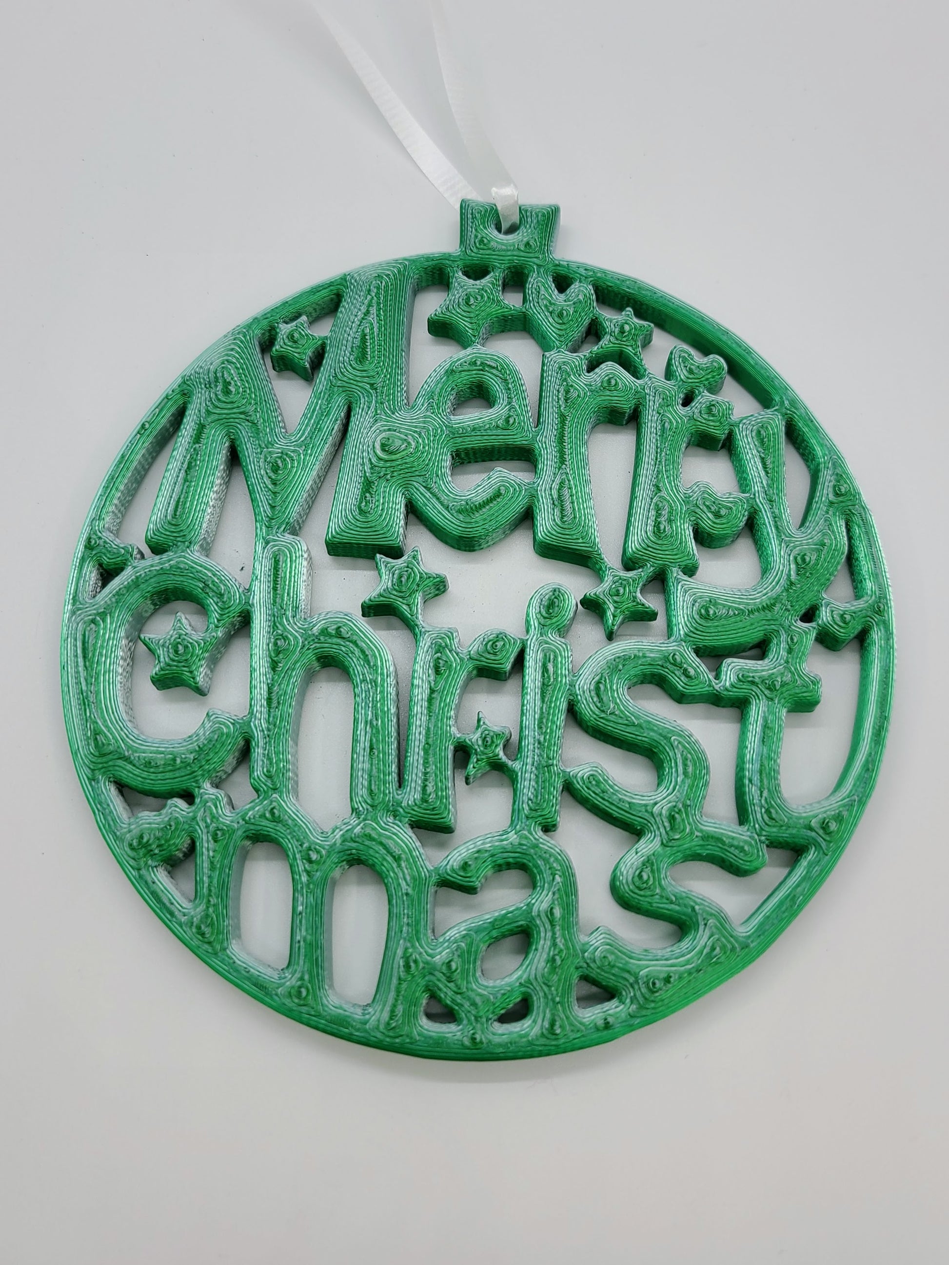 Merry Christmas ornament - Green/white.