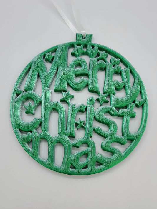 Merry Christmas ornament - Green/white.