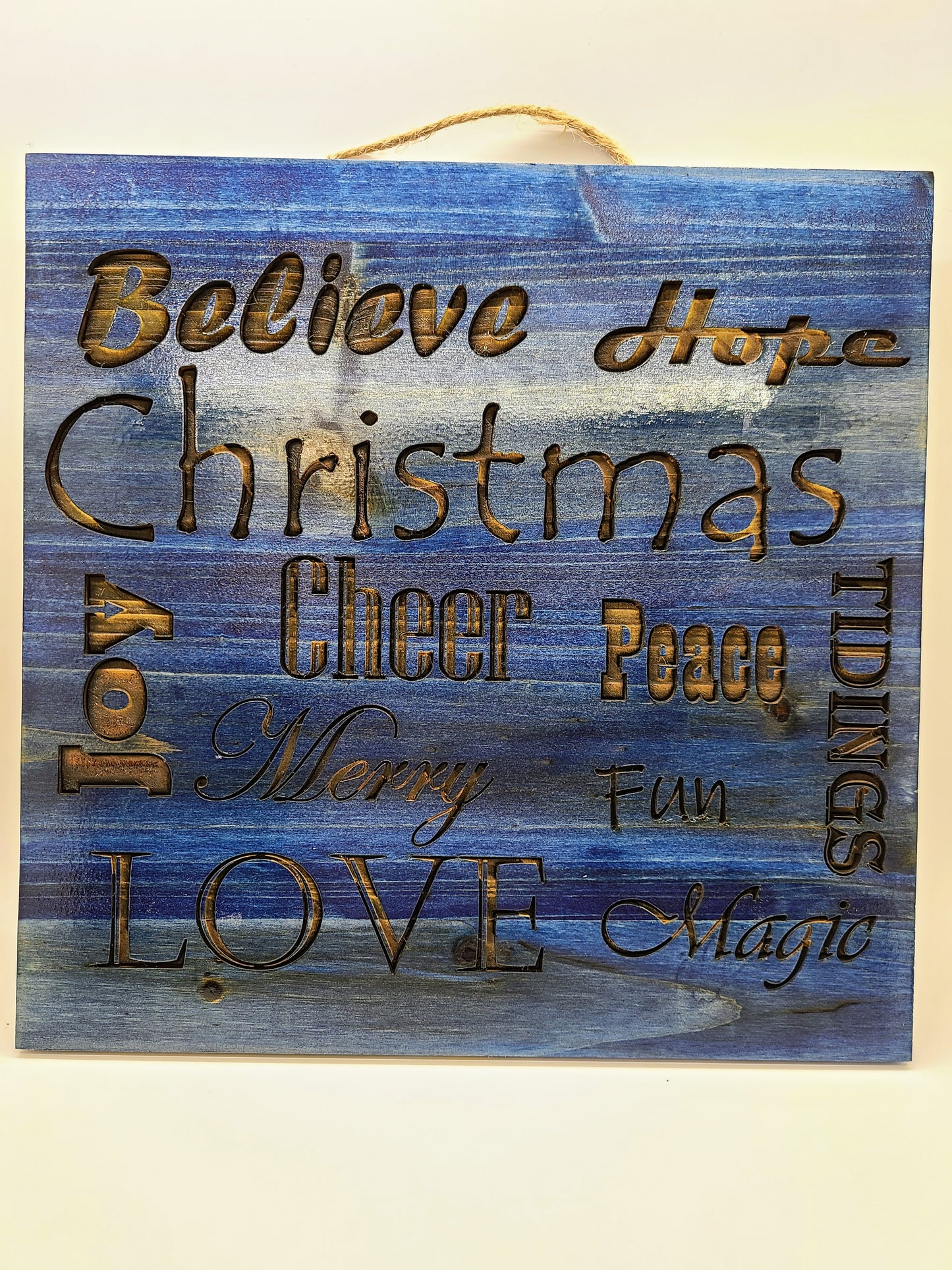 Christmas cheer - blue stain.