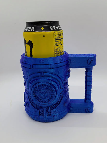 Steampunk mug soda can holder.