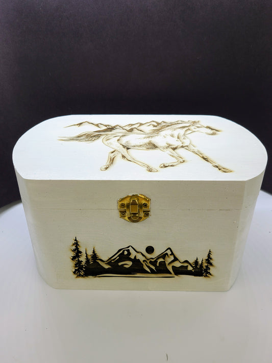 Wooden Box - Horse w/Mountains.
