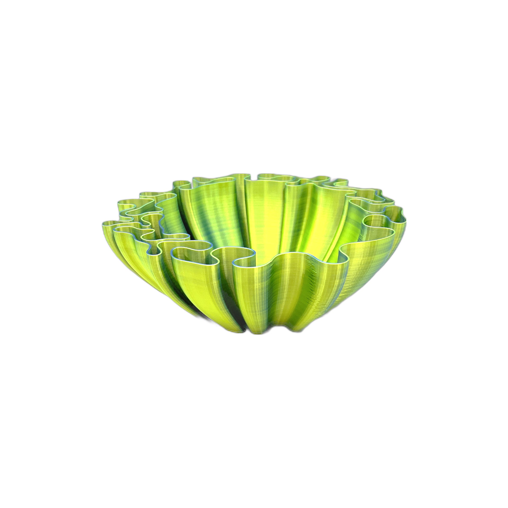 3D Printed Wavy Bowl Blue Yellow