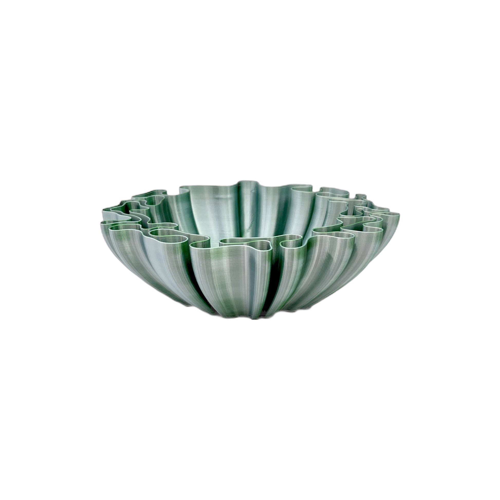 3D Printed Wavy Bowl Green/White