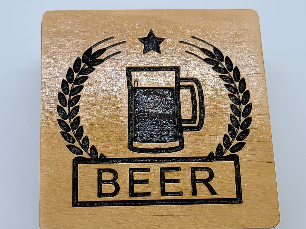 Beer Coasters, Laser engraved, set of 4