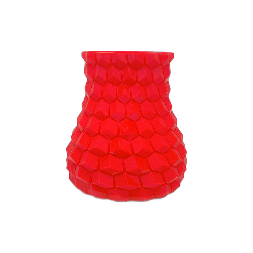 3D Printed 6” Honeycomb Vase Red (L)