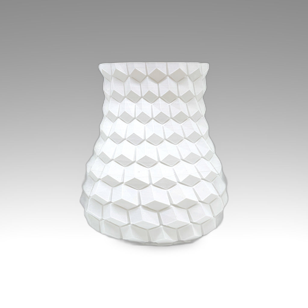 3D Printed 6” Honeycomb Vase White (L)