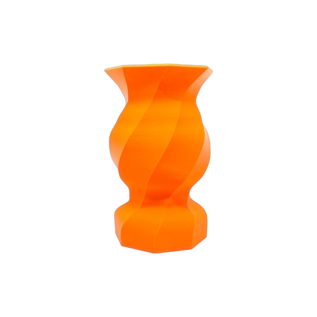 3D Printed 7” Hex-twist Vase Orange (L)