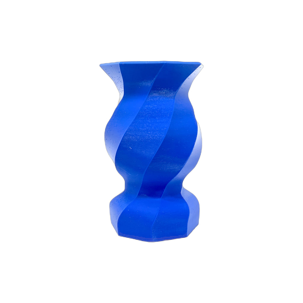 3D Printed 7” Hex-twist Vase Royal Blue (L)
