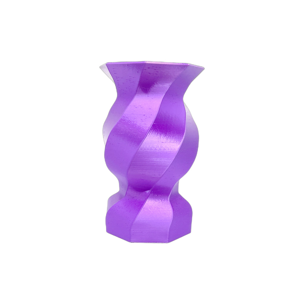 3D Printed 7” Hex-twist Vase Silky Purple (L)