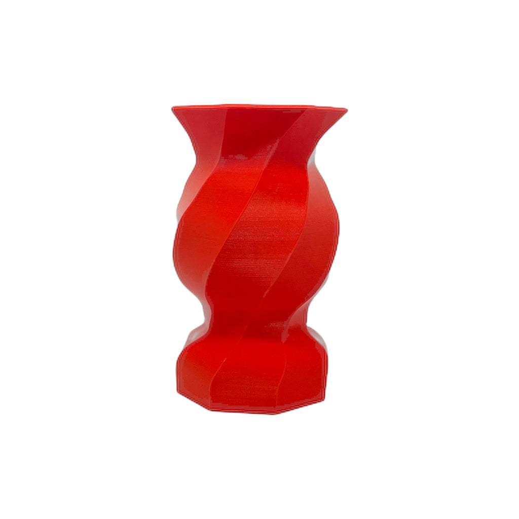 3D Printed 7”Hex-twist Vase Red (L)