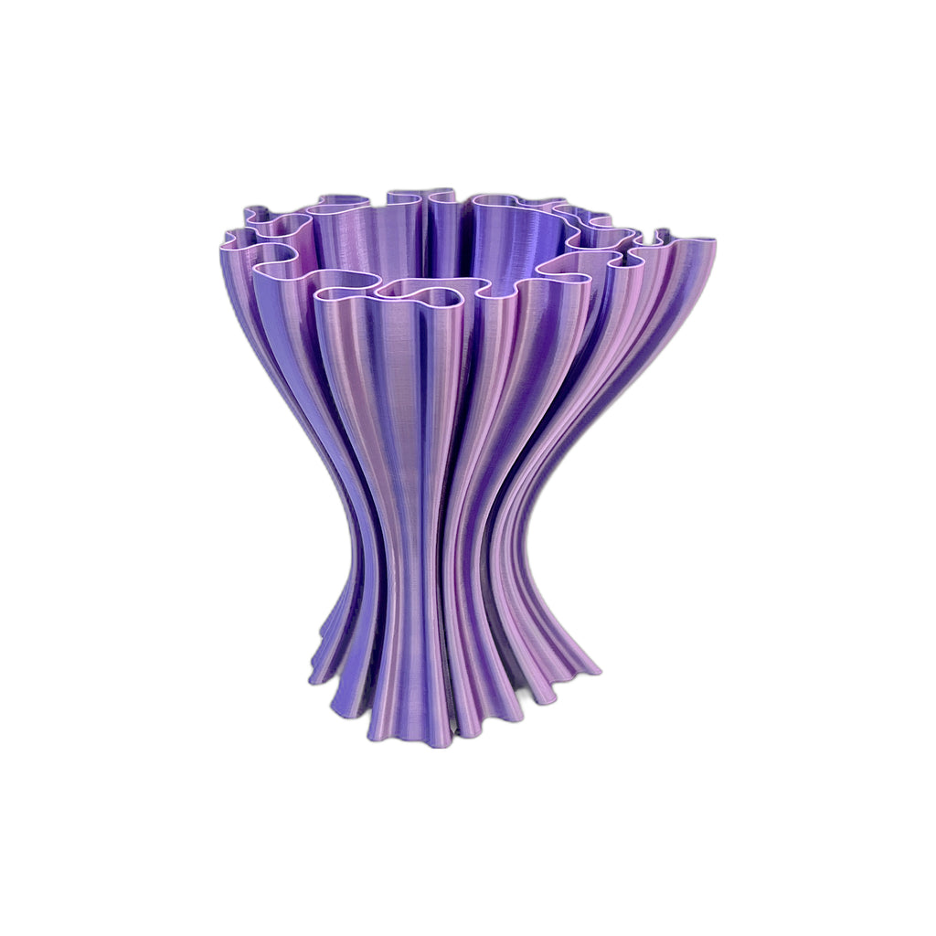 3D Printed Flexible Wave Vase pink/purple silky (L)