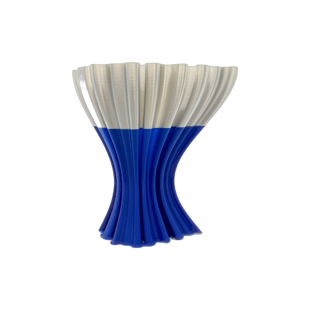 3D Printed Flexible Wave Vase Royal Blue/Silver (L)