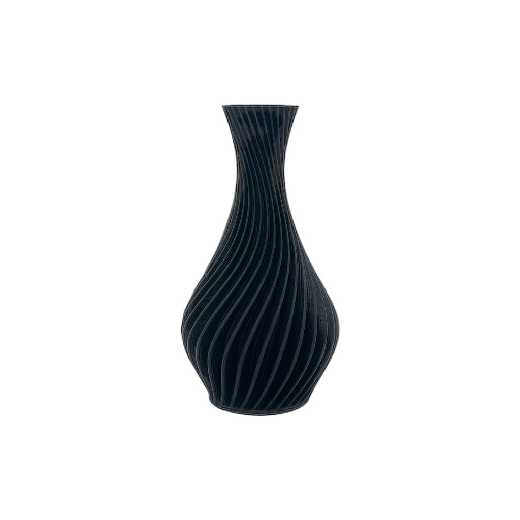 3D Printed Spiral 8” Vase Black (L)