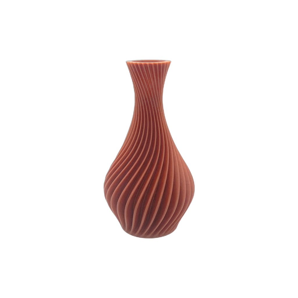 3D Printed Spiral Vase 6” Rust brown (L)