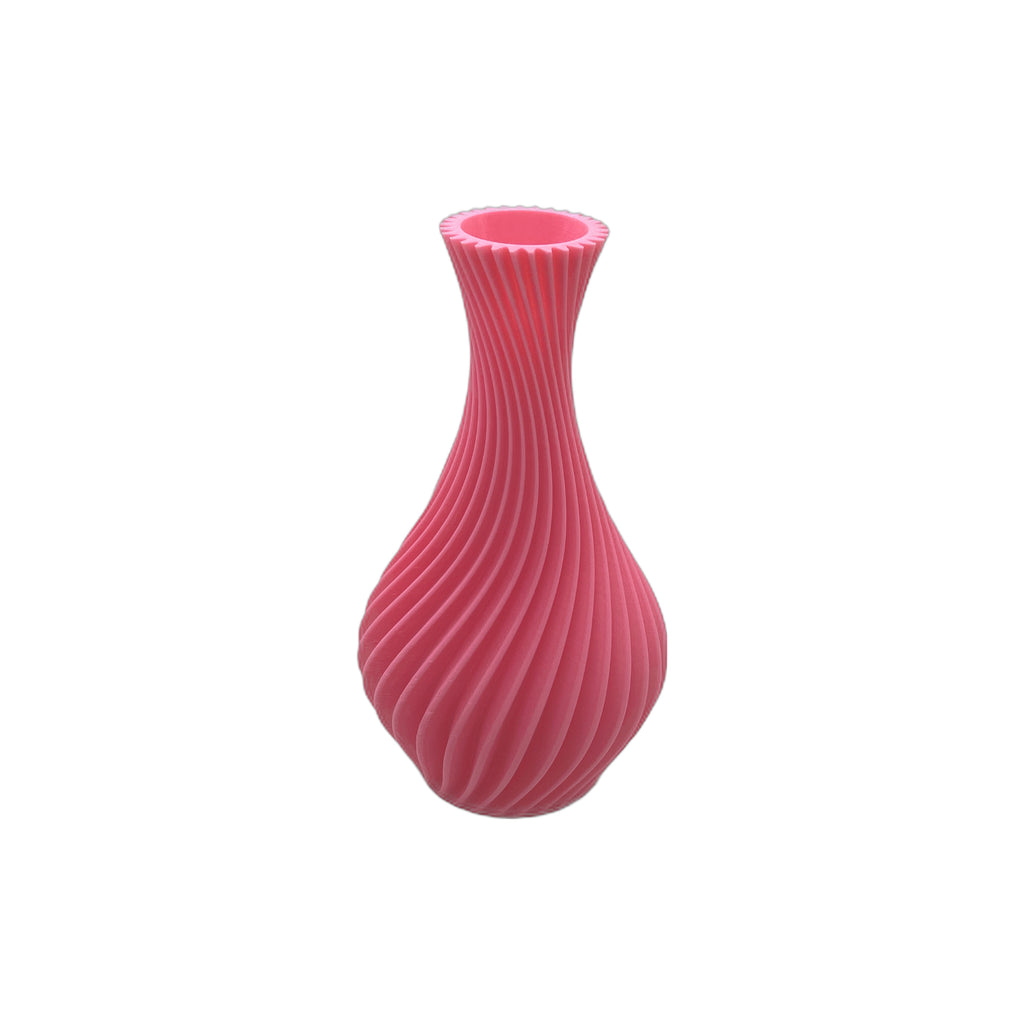 3D Printed Spiral Vase 8” Pink (L)