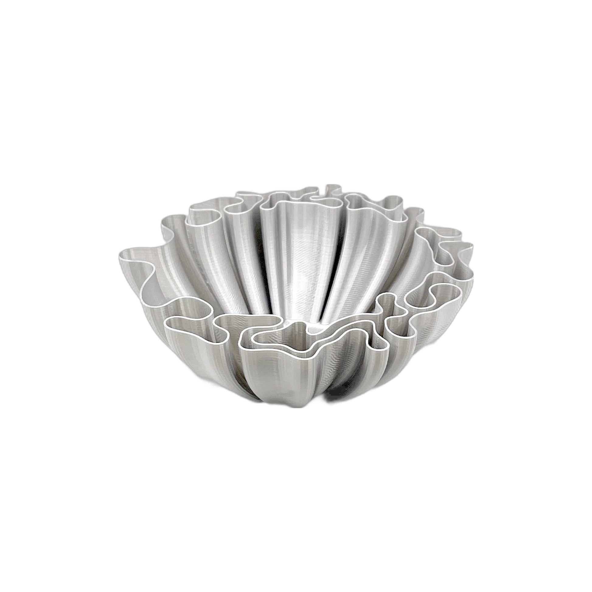 3D Printed Wavy Bowel Silver