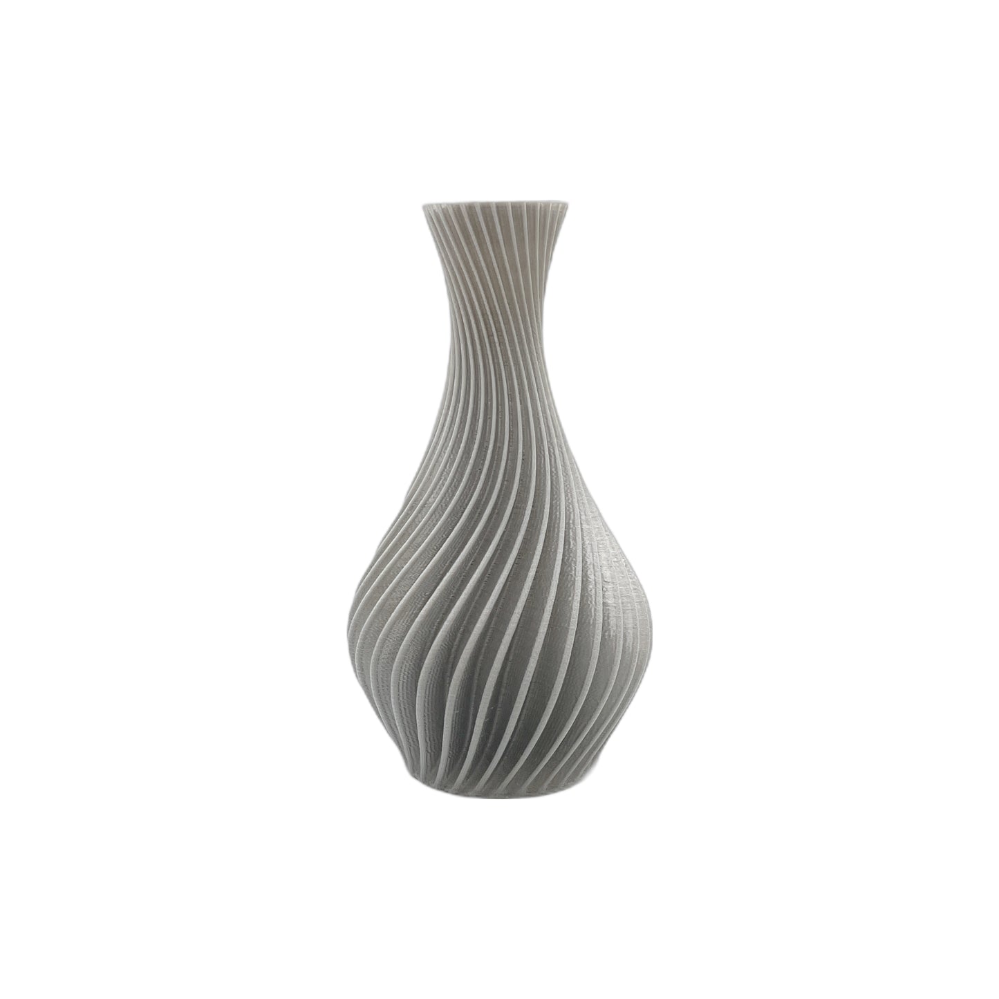 3D Printed Spiral Vase Silver 6"