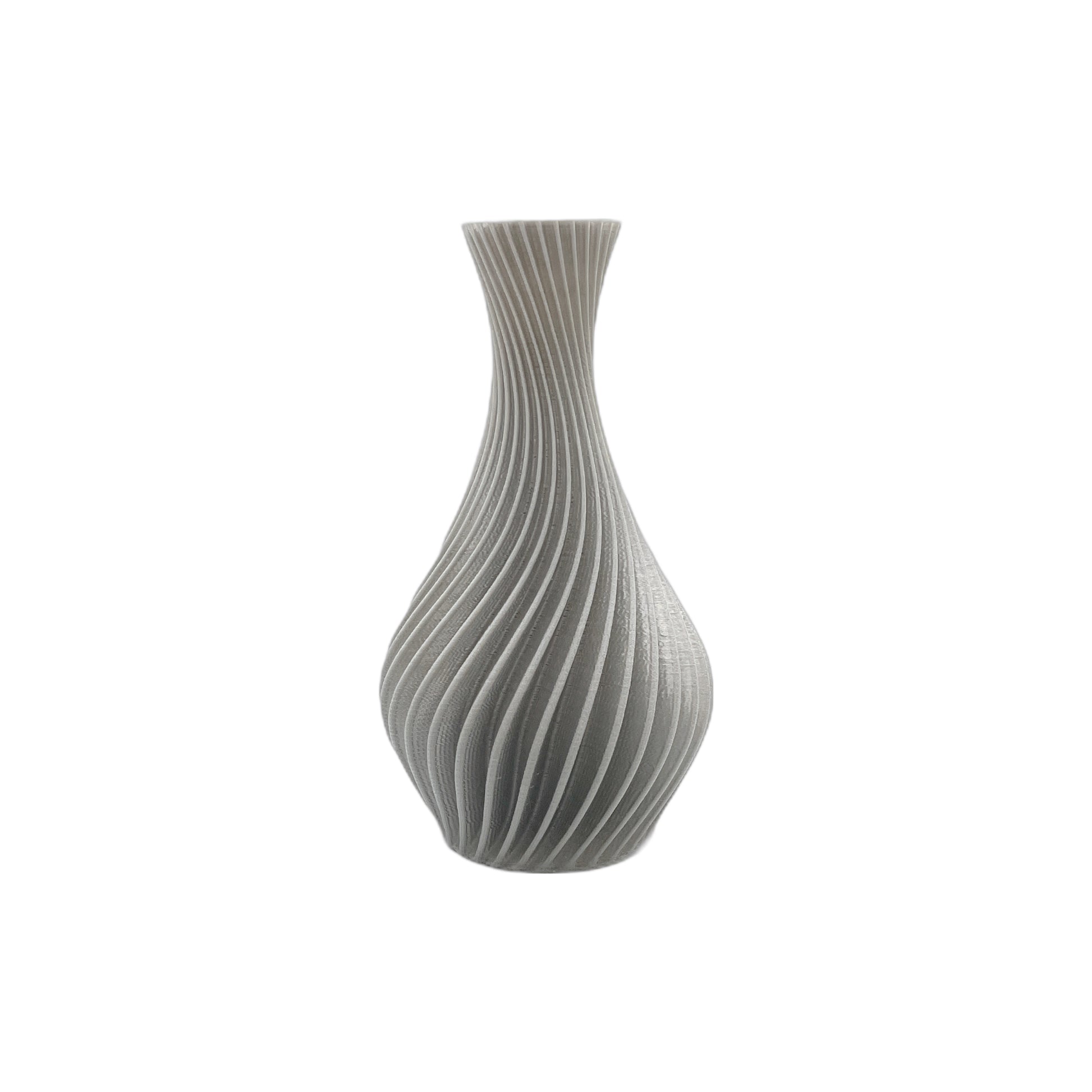 3D Printed Spiral Vase Silver 6"