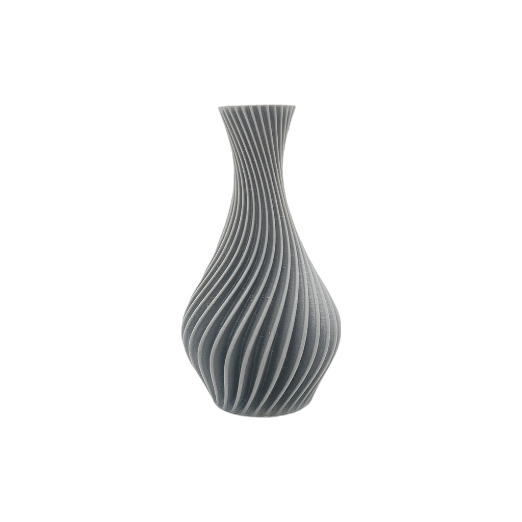 3D Printed Spiral Vase Grey 6"