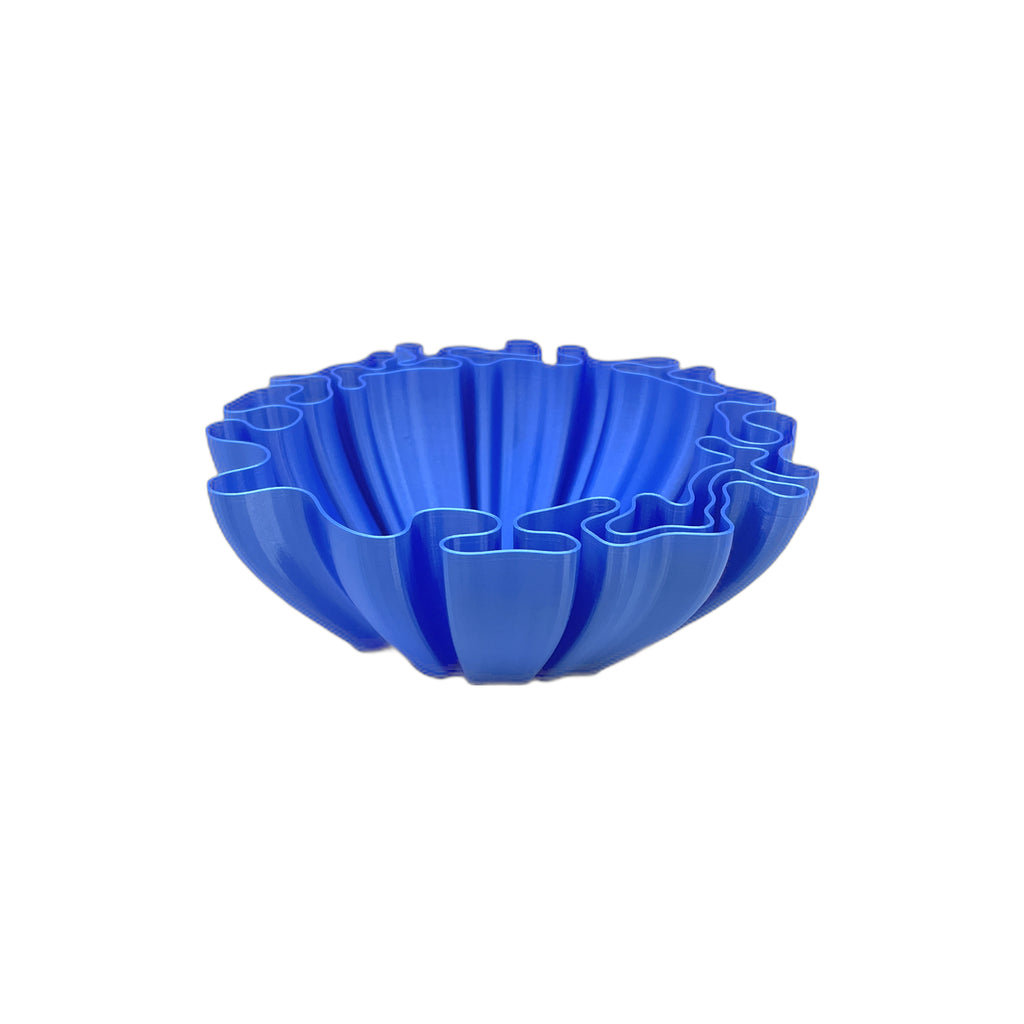 3D Printed Wavy Bowl Silky Blue