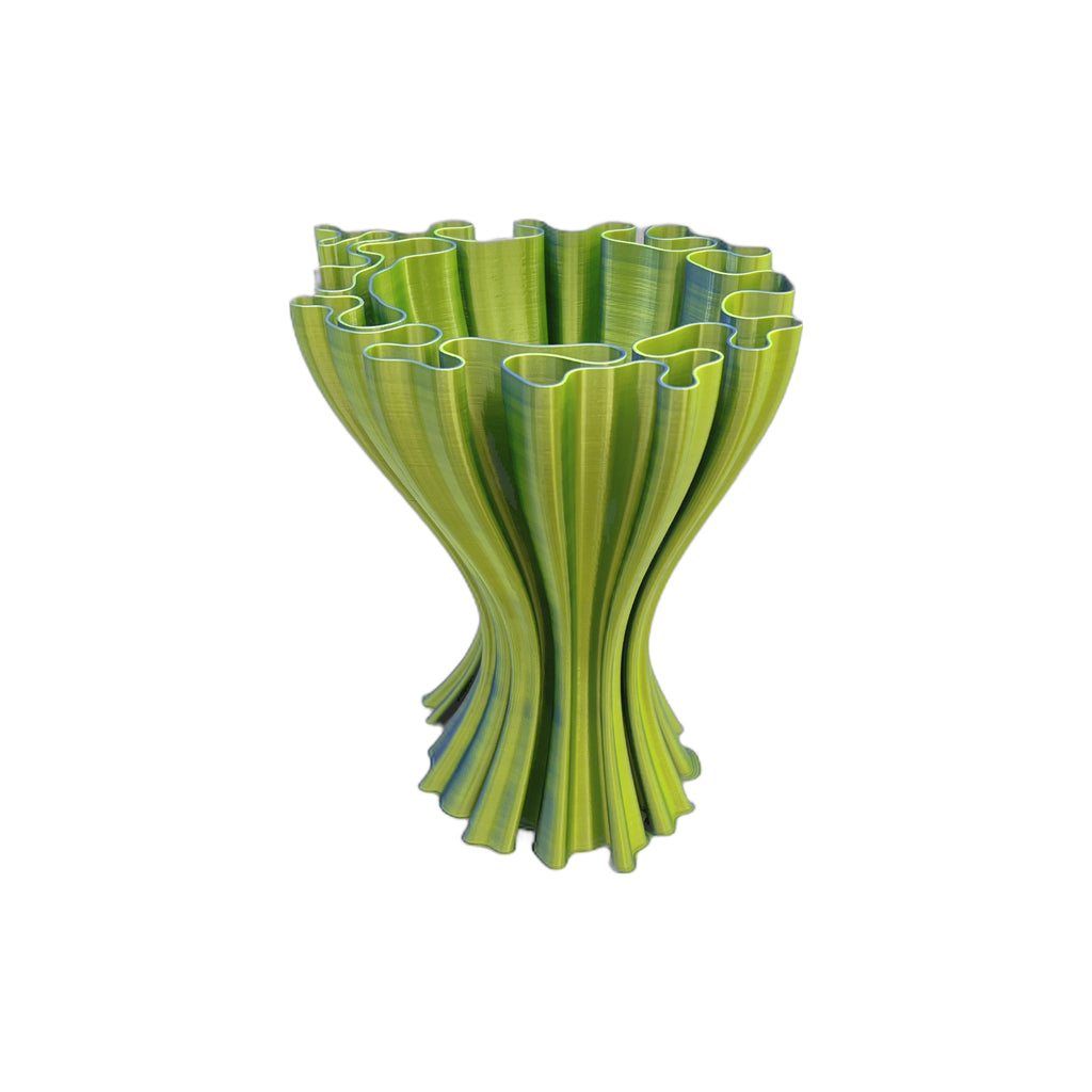 3D Printed Wavy Vase Blue/gree